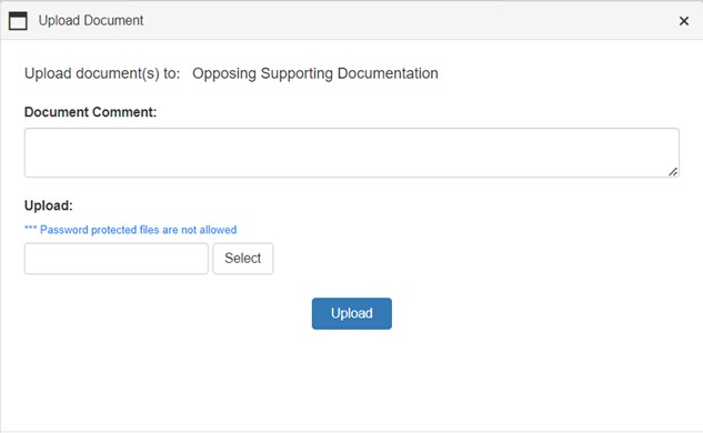 Upload Document window Upload Document window